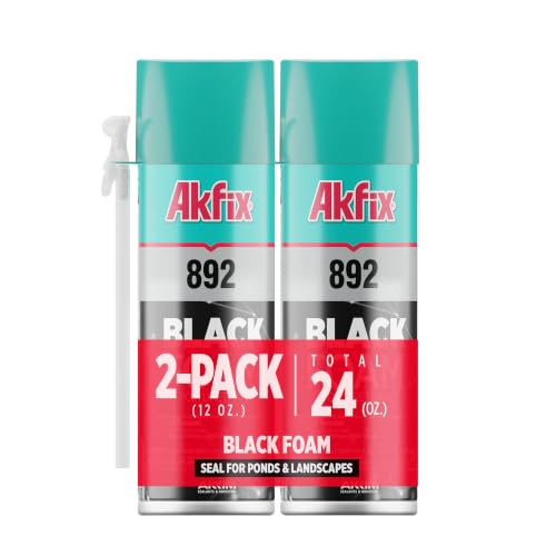 Akfix 892 Black Spray Foam Sealant (2x12 Oz.) - UV Resistant Polyurethane Expanding Spray Foam Insulation, Waterproof, Ideal for RV, Pond, Waterfall and Landscape Applications | 12 Oz. 2 Pack