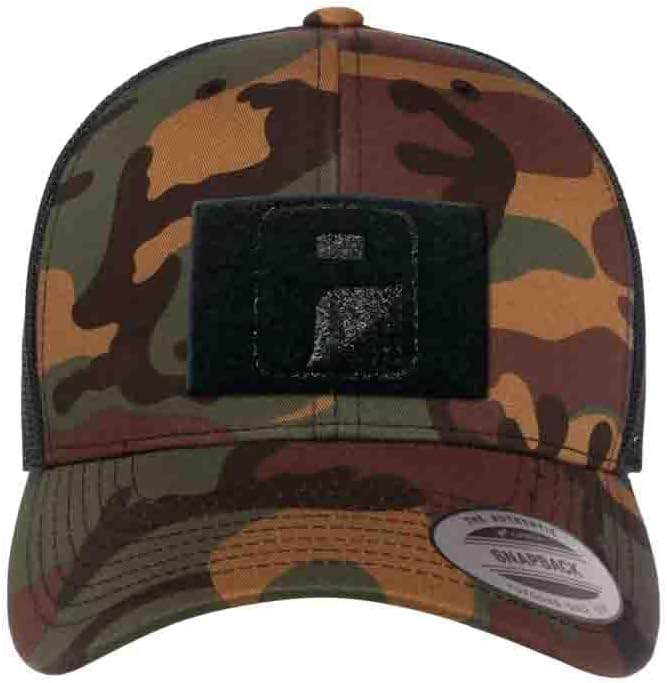 Tactical Hat | Authentic Snapback Camo Trucker Curved Bill Cap | 2x3 inch Hook & Loop Surface to Attach Morale Patches | (Vintage Camo and Black) - Image 3