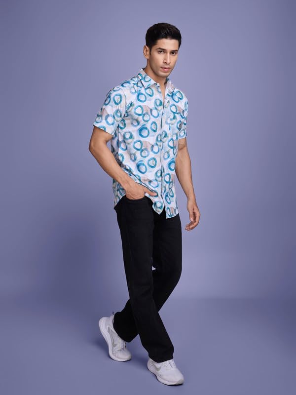 Image of Pinkmint Stylish Shirt for Men ll Printed Half Sleeve Shirt's ll Regular Fit Chest Pocket Shirt