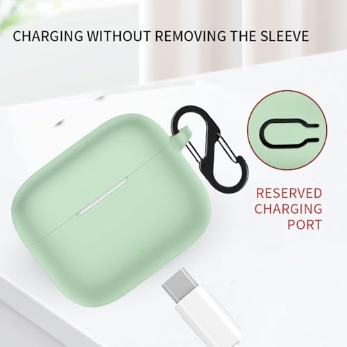 Image of Anvique Silicone Protective Case Cover for Oppo Enco Buds 3 Pro, Earbuds Accessories (Matcha Green S)