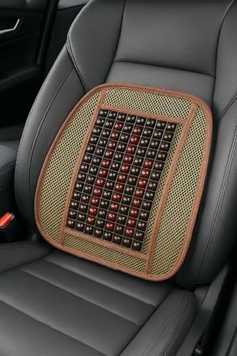 Image of Q1 Beads Wooden Beads Lumbar Back Support Seat Cover Cushion for Chair /Car (1 Pack, Brown)