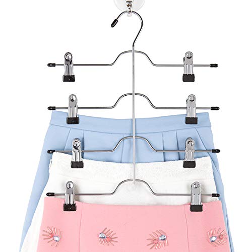 Tosnail 4 Pack 4 Tier Skirt Pants Hanger With Non Slip Clips, Space Saving Closet Organizer For Trouser, Slack, Jeans, Towels #TOP4
