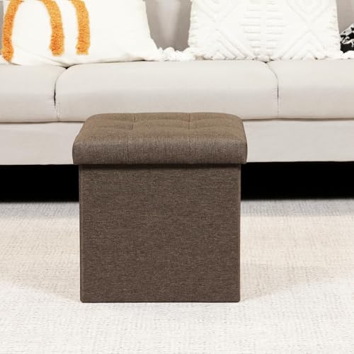 Miniatura 4 de Bonlife Mesas Plegables Pequeñas Caja Almacenaje Juguetes Muebles Auxiliares Dormitorio Mesa Baja Salon Reposapies De Oficina Marrón,32x32x32cm