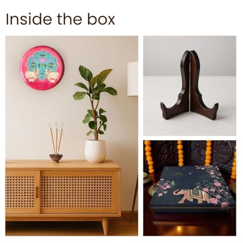 RITUALISTIC Pichwai Single Wall Plate for Home Decoration with 10 Inch Stand | Wall Arts For Living Room, Bedroom | Aesthetic Room Decor Items | Wall Hanging Showpiece | Home Decor Gift Item