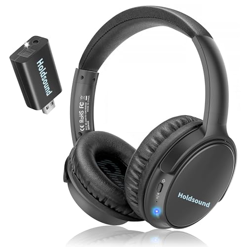 Holdsound Wireless Headphones for TV, BKM400 Over-Ear TV Headphones Wireless with Bluetooth USB Transmitter, Strong Compatibility, Up to 165 ft, No Delay and High Volume Output, 40 Hours Battery Life