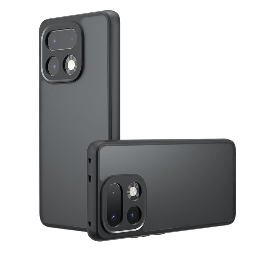 Image of Matte Black Phone Case with Air Bags for Realme 16 Pro Plus 5G, PC+TPU, Anti-Fingerprint, Micro Arc Edge, Never Turns Yellow, Skin-Friendly Feel, Corner Air Bags, Black