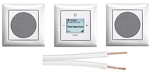 Busch Jäger Unterputz WLAN iNET Internetradio 8216 U (8216U) Balance SI alpinweiß + 2 x Lautsprecher + Radio + Bedienelement + Rahmen + 10 m