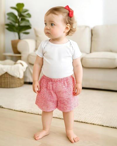 3 Pack Toddler Baby Girl Boy Gingham Shorts Infant Plaid Seersucker Casual Elastic Waist Shorts Pants Bottoms Summer2