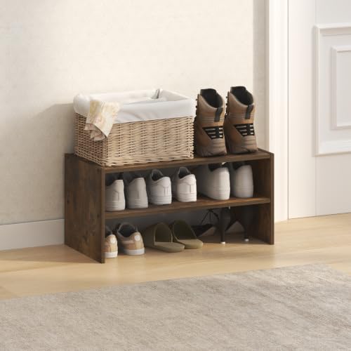Furinno FANO 2-Tier Shoe Rack, Stackable Shoe Organizer, Amber Pine - image 2