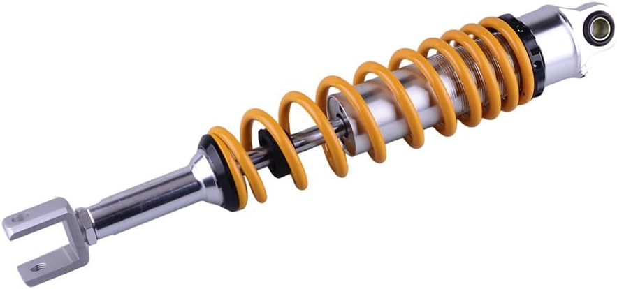 Motorcycle 390MM 15.35incch Air Shock Absorbers Adjustable Rear Suspension Eye to Clevis：20.5mm Universal Fit For Kawasaki Honda Suzuki Yamaha Go Kart Red 1 PairYellow 1 Pair