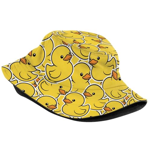 Image of Funny Duck Bucket Hat Fisherman Hat Beach Travel Sun Hat Outdoor Cap for Unisex Men Women