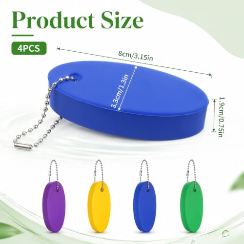 Image of Floating Keychain for Boat Keys, 4 Pack Waterproof Key Rings Pendant