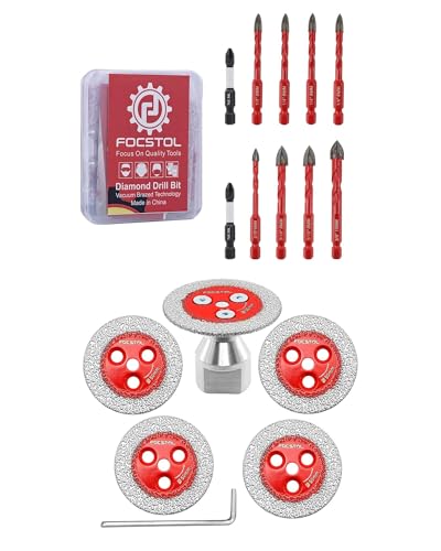 Jeu de forets 10 pièces tige hexagonale et mini disque diamant carrelage