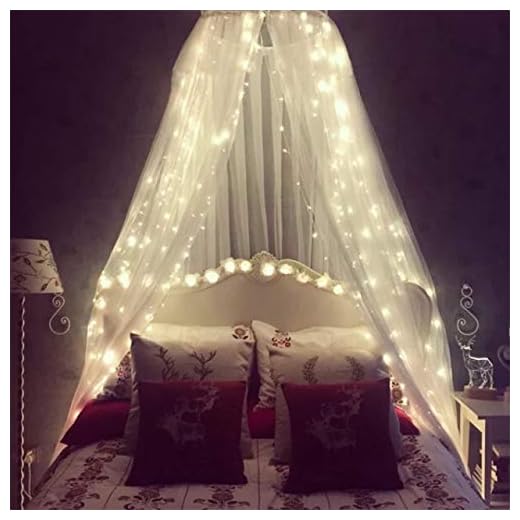 Mosquito Net for Bed, Bed Canopy with 100 led String Lights, Ultra Large Hanging Queen Canopy Bed Curtain Netting for Baby, Kids, Girls Or Adults. 1 Entry,for Single to King Size Beds | Camping