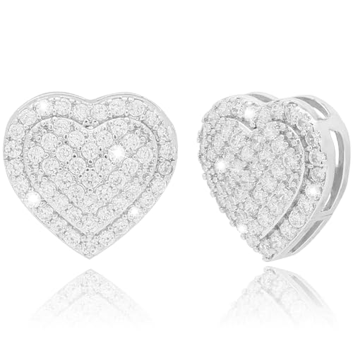 Rhinestone Heart Shape Glitter Crystal Stud Earrings for Women,Sparkly Elegant Wedding Prom Earrings Jewelry Gift