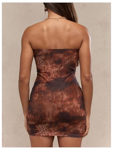 Image of Milumia Women's Tie Dye Cut Out Mini Tube Dress Sexy Bodycon Strapless Mesh Dresses Multicolor Small