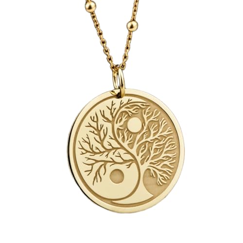 Pendentif pièce gravée Yin Yang 24 mm le bijou unisexe anti-ternissement