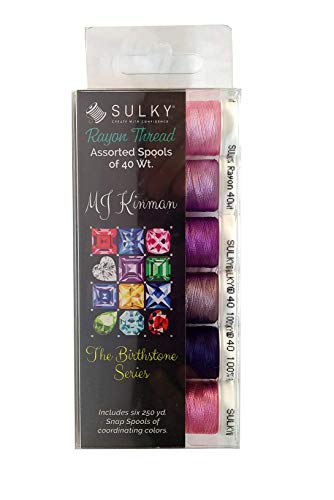 Hilo de Rayón Sulky Of America MJ Kinman Serie Piedras Preciosas del Mes 942, Pack de 6 (Octubre - Turmalina Rosa)