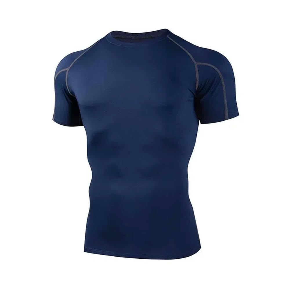 DYRBF - Camiseta comprimida para hombre, ropa deportiva para correr, elástica, de secado rápido, para hacer ejercicio en el gimnasio