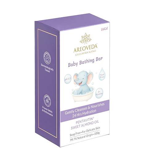 Image of AreoVeda Baby Bathing Bar (100 gm) | 24Hrs Hydration | Fights Germs | Lab Tested, EWG Verified, Cellularly Proven