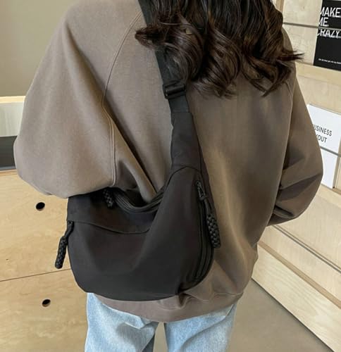 Hobo Bag for Women Men Crescent Shoulder Bag Retro Nylon Canvas Crossbody Bag Slouchy Corduroy Dumpling Bag Purse4