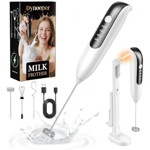 Image of Dynooper 3 in 1 - Electric Whisk Milk Foamer, Electric Whisk Foam Maker for Coffee, Lattes, Cappuccino, Matcha, Hot Chocolate & Creamer - Ceramic White