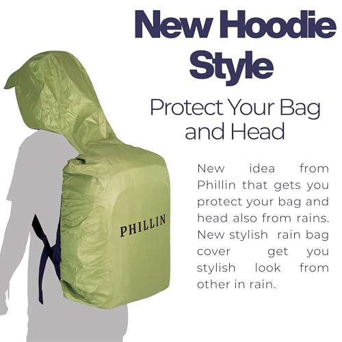 Image of Rain Cover for Backpack with Elastic Adjustable and Carrying Pouch Dustproof Waterproof Laptop Bag Protector Travel Accessories 35-45 Liter Hoodie Style (Olive Green)
