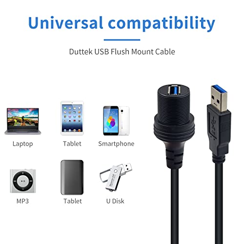 Cable de extensión redondo USB 3.0 empotrable Duttek cable macho a hembra para salpicaderos 4