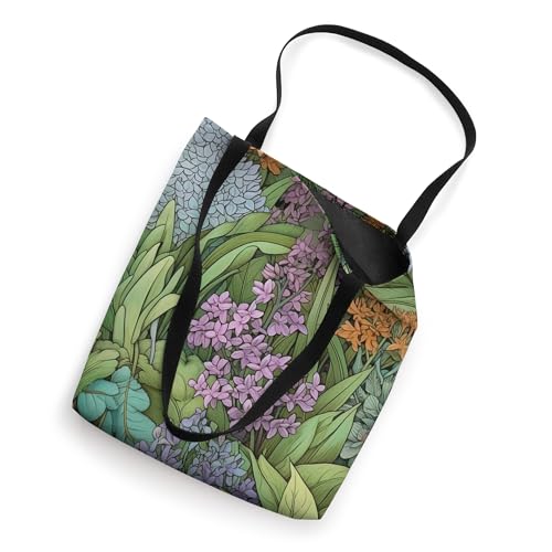 Bolso tote con estampado floral de flores silvestres color lila miniatura 2