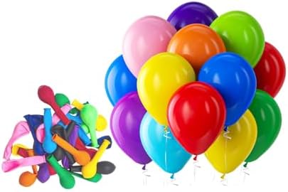 Bezente Assorted Rainbow Latex Balloons - 150 Pack 5 inch Multico...