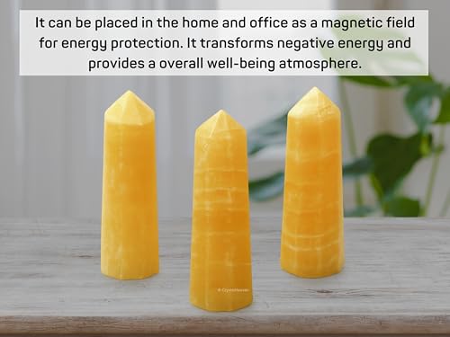 Image of Certified Yellow Calcite Crystal Tower Obelisk Point For Chakra, Healing And Balancing - Aaa Grade Original Certified Gemstone Agate For Reiki Meditation Yoga Spiritual (2-3 Inches)