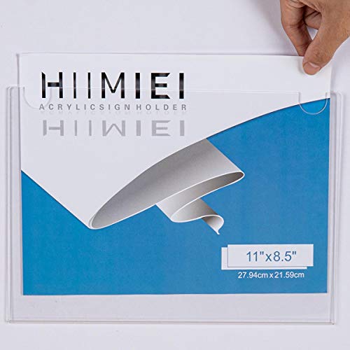 Hiimiei Acrylic Wall Mount Sign Holder 8.5 X 11 Horizontal 12 Pack, Clear Paper Document Holder, Wall Mount Ad Frame With 3M Tape Adhesives & Screws For Office, Home, Store, Restaurant #TOP4