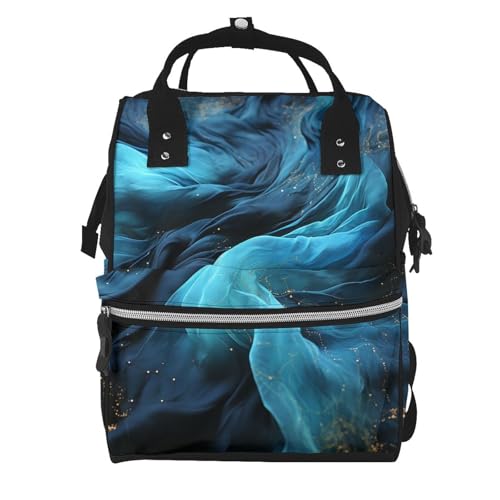 Sac à dos à langer grande capacité en tissu bleu fonctionnel pour femme