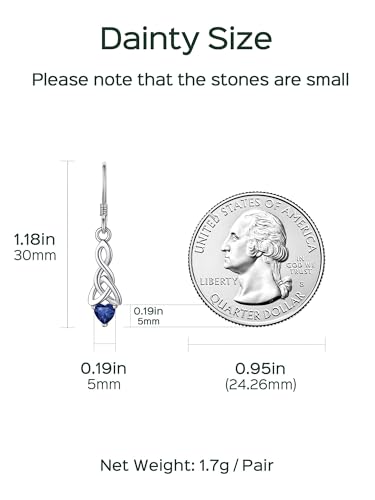ChicSilver Sparkling Heart Birthstone 925 Sterling Silver Celtic Knot Dangle Hook Earrings (with Gift Box)3