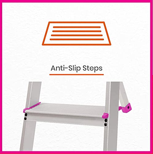 Image of Casa Copenhagen,Designed in Denmark, 5-Step Foldable Aluminium Ladder Laser Cut with Super Advance Sure-Hinge Technology - N-Silver