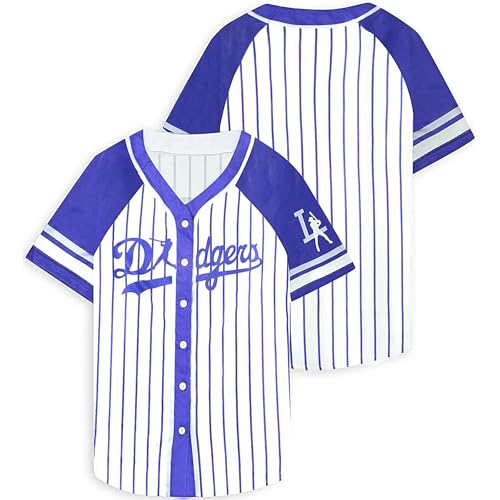 QLIPIN Baseball Jersey Women Baseball Mom Shirts Baseball Print Button Down Stripes Jerseys Game Day Short Sleeve Tops