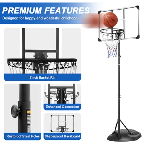 SPOFLYINN Portable Basketball Hoop System Stand with 32 Inch Backboard and Wheels 7.5ft - 9.2ft Adjustable Height for Youth Grown-ups Indoor Outdoor Basketball Goal red As Shown - Thumbnail 4