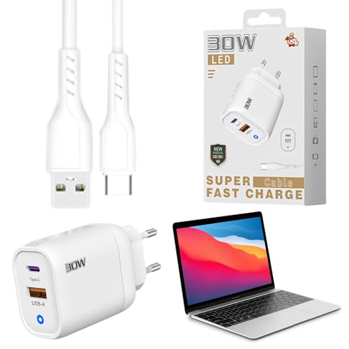 Blocco per caricabatterie per telefono caricatore per veloce cubo di ricarica da viaggio da 30 W con cavo di di tipo C da parete per cellulare a 2