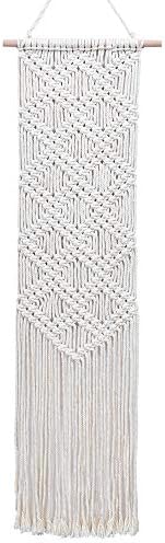Ebristar Macrame Wall Hanging - Boho Chic Handmade Woven Tapestry - Modern Rustic Wall Art Home Decor - Apartment Dorm Bedroom Nursery Wall Decoration, 10" W x 39" L - Off-White
