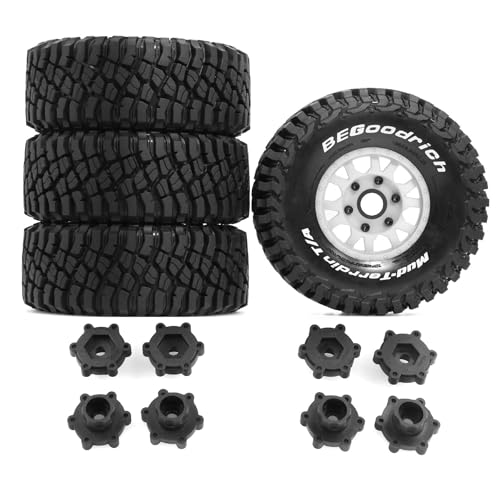 Dantenron 1/7 1/8 1/10 RC Short Course Truck Tires OD 4.96"And Wheels 12mm 14mm 17mm Hex For 1:10 1:8 1:7 Scale Off Road Truck Car ARRMA Mojave 4S 6S TRAXXAS Slash 2WD FS FSR Axial Losi Rc4wd (White)