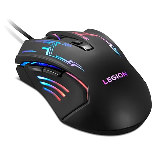 Image of Lenovo Legion M200 RGB Gaming Wired USB Mouse, Ambidextrous, 6-Buttons, Upto 2400 DPI with 4 Levels DPI Switch, Multicolor-Colour RGB Backlight (GX30P93886)