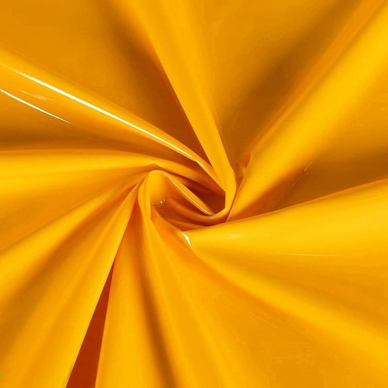 100X145CM Shiny Glossy Vinyl Leather PU Fabric Soft Stretch Knitted Mirror Material for Bag Dress Costume Upholstery 13 Color (Yellow)