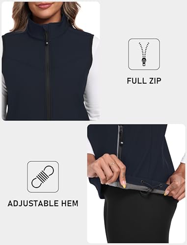 MoFiz Softshellweste Damen Weste Outdoor Fleece Laufweste Wasserdichte Trekking Wander Sports Ärmellose Jacke Blau M