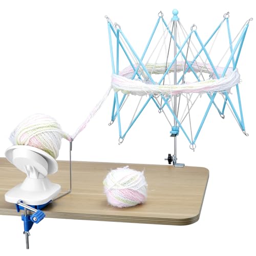 Enrouleur de fil et swift combo bleu QWORK pour tricot et crochet - 3