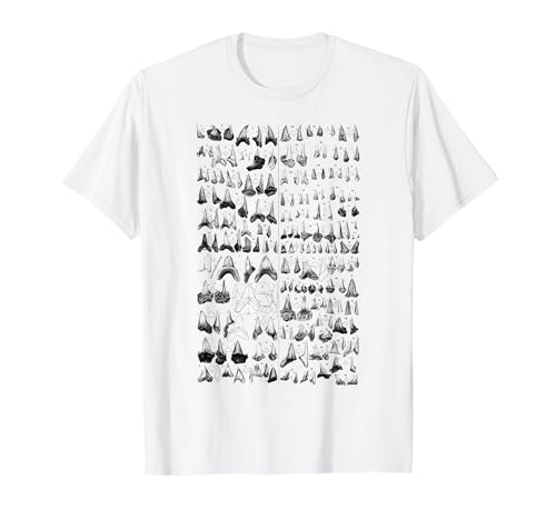 Vintage Shark Denti Fossili Paleontologia Periodo Giurassico Maglietta