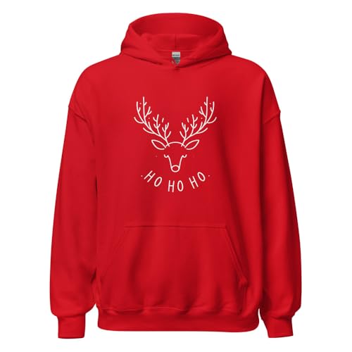 Sweat à capuche tête de renne de Noël Hohoho rouge unisexe taille M