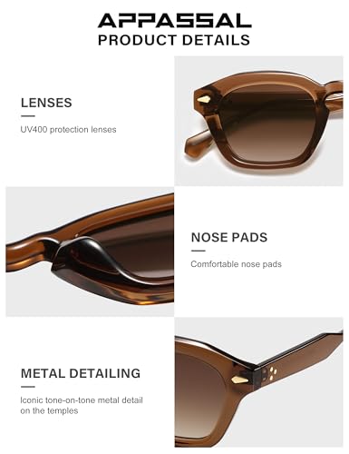 Image of Appassal Small Retro Square Sunglasses for Women Mens Rectangle Sunnies AP3680