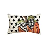 AVOIN colorlife Fall Polka Dot Pumpkin Throw Pillow Cover 12x20 Inch, Seasonal Autumn Thanksgiving Harvest Decoration for Home Sofa Couch