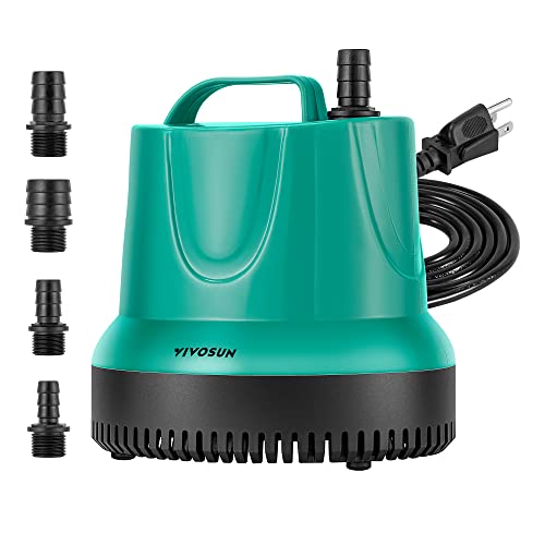 VIVOSUN 850GPH 60W Submersible Pump for Fish Tank, Pond, Aquarium, Hydroponic Systems with 5ft Power Cord and 4 Nozzles Blue by VIVOSUN - Used condition - CA$26.08