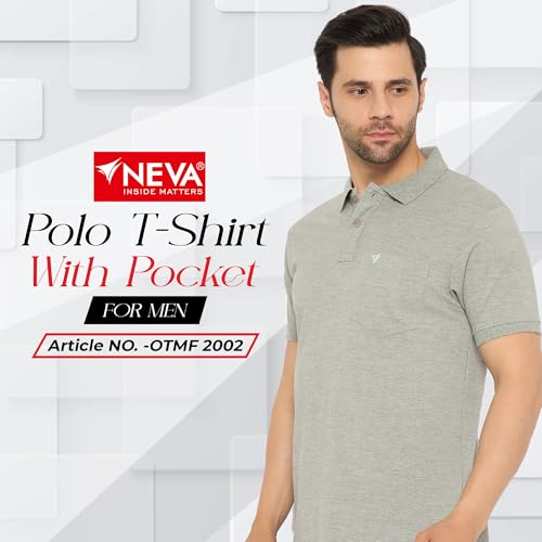 Image of NEVA Men's Regular Fit Half Sleeve Polo Neck T-Shirt with Chest Pocket